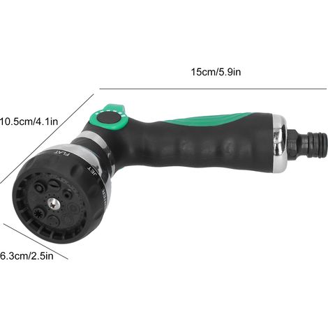 Boquilla pulverizadora para manguera de jardín con 8 modos ajustables y conexión rápida G3/4, sistema antideslizante robusto de ABS/caucho/metal, incluye cabezal pulverizador y conectores multifunción (1/5)