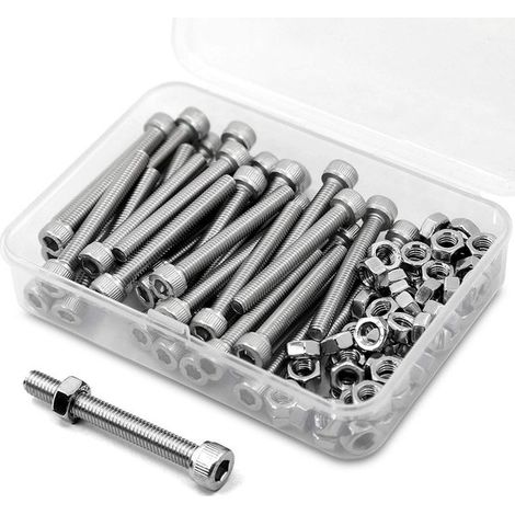 Caja surtida - Tornillos - Caja combinada de 40 tuercas hexagonales internas, tornillos cilíndricos M5×50mm (1/2)