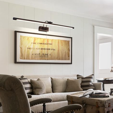 1 Applique Murale LED, Tête Pivotante 270°, Bras Incurvé Acier Inox, Interrupteur Tirette, IP44 Pour Salle De Bain