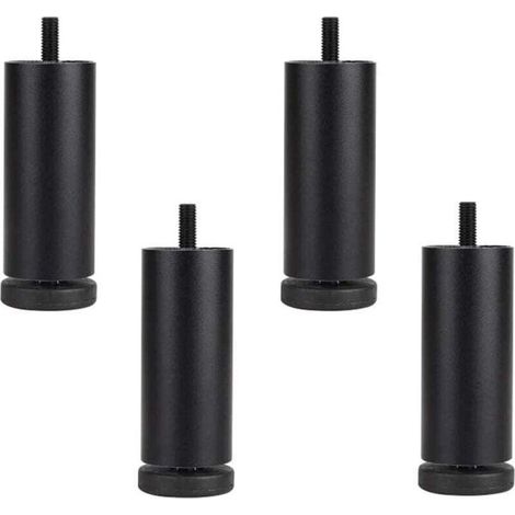 Lot de 4 Pieds de canapé en Alliage d'aluminium - Réglables de Hauteur - Pieds de Rechange d'armoire - Pieds filetés M8 - Noir - 12 cm (1/4)
