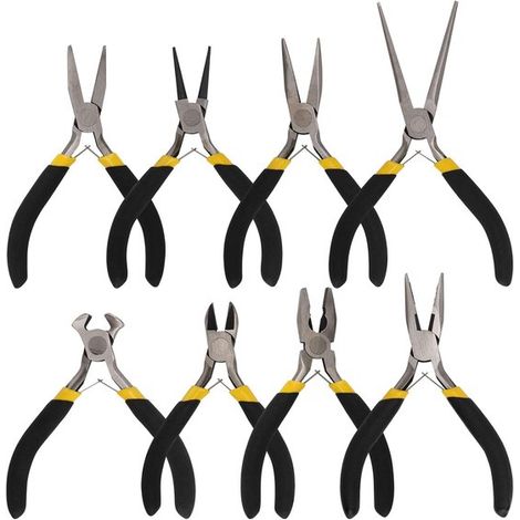 Ensemble de 8 pinces pour bijoux. Comprend diverses pinces et une pince coupante. Pour la création de bijoux. (1/5)