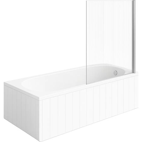 Baignoire droite 170x75 cm Blanc VILLEROY & BOCH O.Novo + Pare bain gauche AURYS Raywall chromée