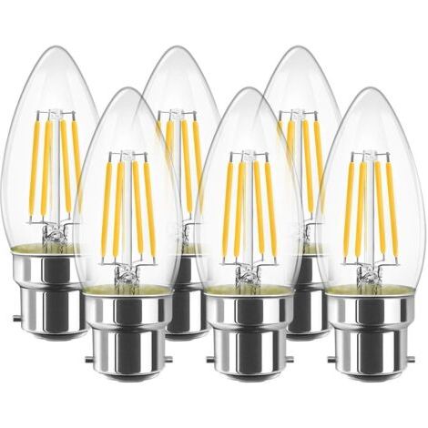 4W C35 B22 Ampoule LED à Filament, Bougie Ampoule, 2700K Blanc Chaud, 470lm 80Ra, Non Dimmable, Lot de 6 [Classe énergétique E]dengyank (1/5)