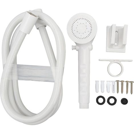 Ensemble de douche à main, tuyau de 1.5m, tête à 3 positions pour camping-car, caravane, remorque de voyage, camping-car, bateau, blanc (1/5)