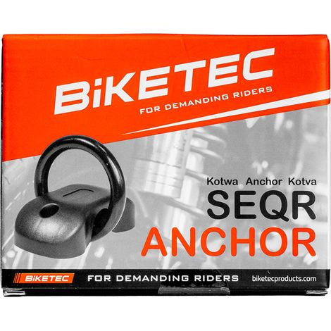 Support de sécurité BIKETEC SEQR (ancrage) 132 mm x 69 mm, 3 clés, étrier 15 mm x 75 mm (boulons d'ancrage inclus) (1/3)