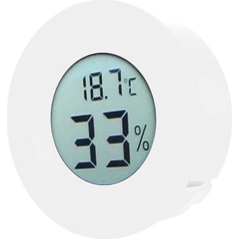 Mini-Rundthermometer-Hygrometer mit integriertem LCD-Bildschirm, weiß, für den Innenbereich. (1/5)