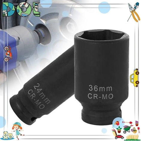 Clé à douille à impact 1/2" (24 mm) neuve, 6 pans, qualité industrielle, longue, pour l'entretien des machines (1/5)