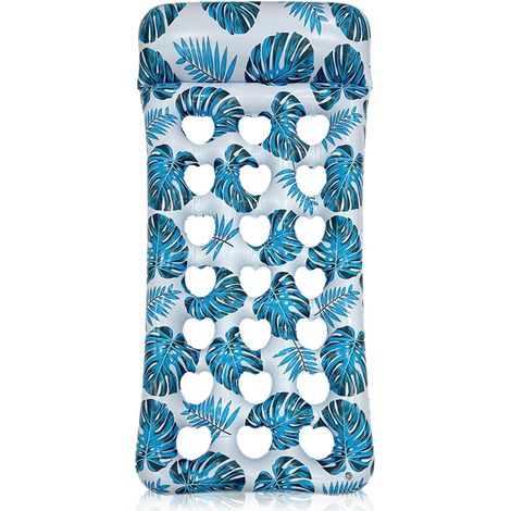 Hamac flottant pour piscine, hamac flottant avec oreiller, lit flottant gonflable 4 en 1, hamac flottant portatif, bleu (1/5)