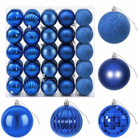 vidaXL Juego de bolas navideñas 50 uds. Azul 8 cm Poliestireno (1/5)