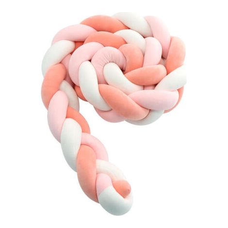 QORVA-Tour de lit bébé- 3 Tissage Bébé Coussin Serpent Tressé Pare - Choc Velours Protection lit Bumper Pépinière pour Les Nouveau-Nés Lit Chambre Décor avec,  rose blanc coucher de soleil rouge - 4M.