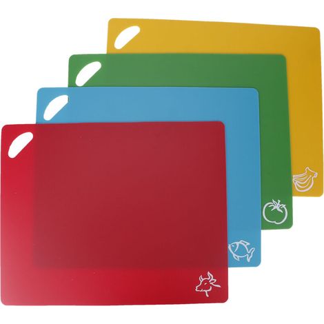 Quatre planches à découper antidérapantes pour la cuisine, adaptées aux légumes et aux viandes, d'une épaisseur de 1,2 mm. (1/5)