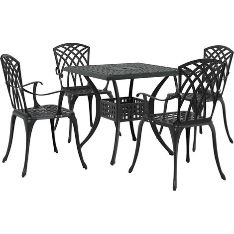 Maison Exclusive - Set di Tavolo da Giardino 5 pcs Nero Alluminio pressofuso