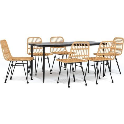 Maison Exclusive - 7-tlg. Garten-Essgruppe Poly Rattan