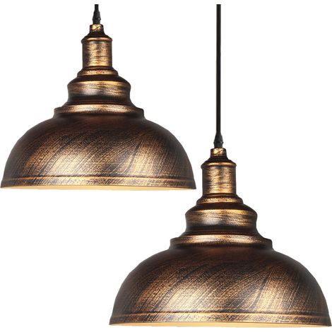 2 Pack Pendant Light Industrial Ceiling Lighting Metal Lamp Shade for Farmhouse Restaurant Kitchen Chandelier E27 Bronze