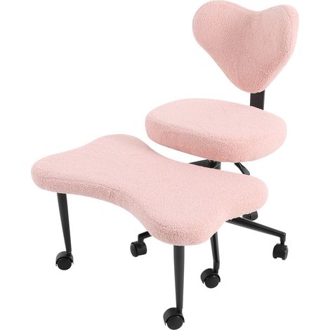 Chaise de méditation multifonctionnelle avec repose-pieds - Rose - Fauteuil de méditation avec sacrum - Hauteur réglable de 48 à 62 cm - Chaise ergonomique avec roulettes - 150 kg (1/5)