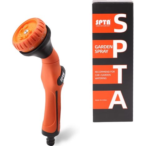 Pistolet arrosage, avec 8 modèles réglables Pistolet Pulvérisateur multifonctionnel pour l'Arrosage De La Pelouse, Lavage De Voiture, Orange (1/5)
