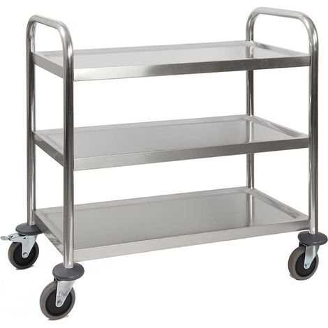 Chariot Inox 3 Plateaux - 850x540xH940 mm - Matériel CHR Pro