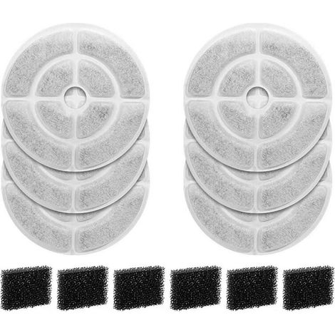 Filtres de Fontaine à Eau pour Chien de 18 cm, Triple système de Filtration pour Chien de Compagnie Filtre Fontaine de Remplacement pour 2.5Gal / 9.5L Chien Bol Filtre (1/5)