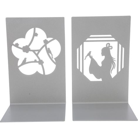 Serre-livres en métal antidérapant style ancien, séparateur de livres pour étagère de bureau, fournitures de loisirs créatifs (Fleurs épanouies, message d'amour triste) (1/5)