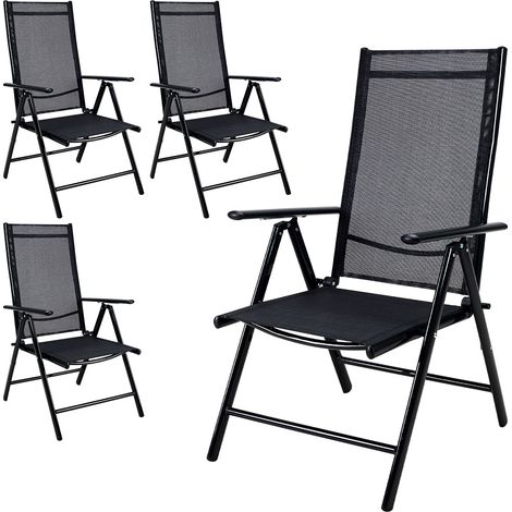 CASARIA® Gartenstühle Set Hochlehner Klappbar 8-Fach Verstellbar Camping Stuhl Aluminium Wetterfest Klappstuhl 120kg Belastbarkeit Garten Balkon 4er Set Anthrazit (1/5)