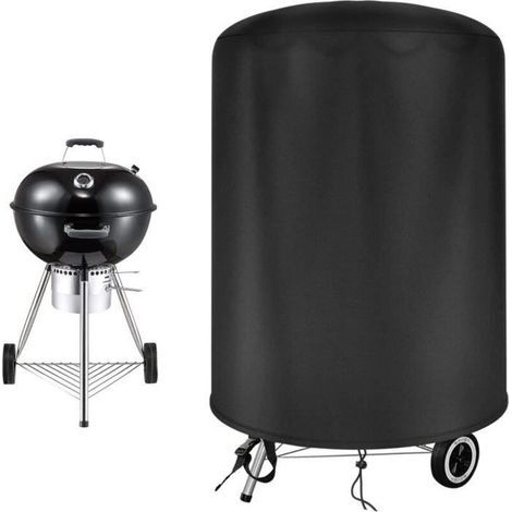 (Schwarze) Grillabdeckung - Weber - Rund - 210D Oxford - Wasserdicht - Schwarz (61x70cm) (1/4)