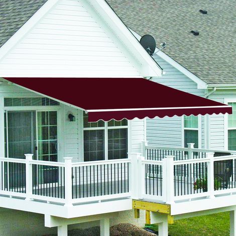 Greenbay 3.5 x 2.5m Manual Awning Garden Patio Canopy Sun Shade Shelter Retractable Wine Red (1/3)