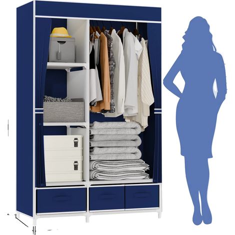 Armoire Portable, Assemblage Sans Outils, Rangement Polyvalent, Couleur Cyanine-Bleue (1/2)