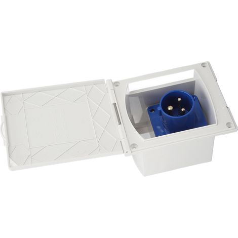 Wohnmobil-Steckdose, Anschluss für Wohnmobil-Ausbauzubehör, externe 220-V- bis 250-V-Steckdose, weißer 16-A-Stecker und blaue 16-A-Hauptplatine (1/5)