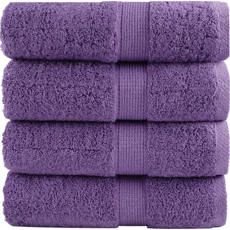 Serviettes de toilette de qualité supérieure SOLUND, lot de 4, violettes, 30 x 30 cm, 600 g/m²