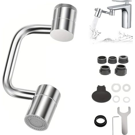 APEX Tige d'extension multifonctionnelle rotative à 1080° pour robinet, robinet d'évier universel à double mode, réduit les éclaboussures d'eau. (1/5)