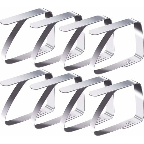 Tablecloth Clips Set of 8 Stainless Steel Tablecloth Clips Non-Slip 5X4.3cm Fontainebleau Silver (1/5)