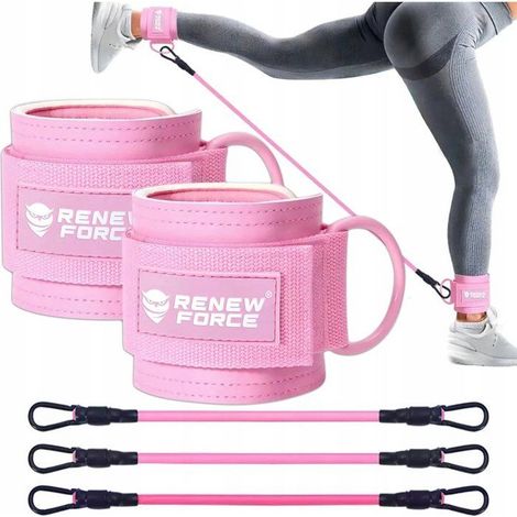 Fitness Knöchelriemen - RENEW FORCE - Hold-4-Pink - 2er Set - Widerstandsbänder - Rosa
