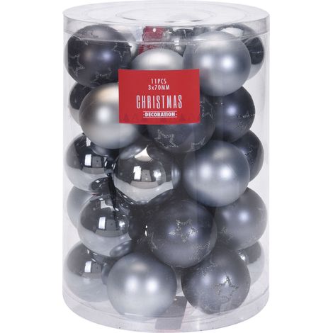 Weihnachtskugeln 7cm Silber - 33 Stück - Christbaumkugeln Christbaumschmuck