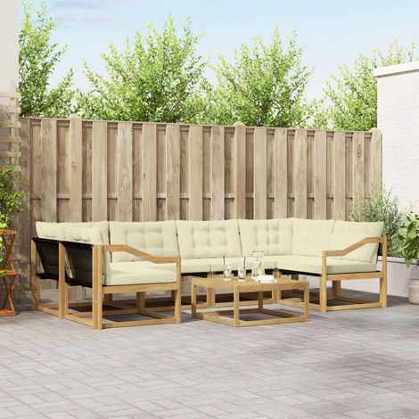 vidaXL Outdoor-Sofagarnitur 7 pcs Weiß und Creme 79 x 79 x 37 cm (1/5)