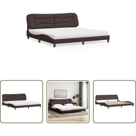 vidaXL Matratze - Bett mit Matratze "Hvar" Dunkelbraun 200x200 cm Stoff (1/5)