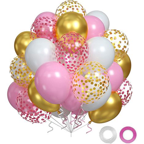 Lot de 60 ballons en latex de 30 cm (12 pouces) avec confettis métalliques, idéal pour un anniversaire, un mariage, une naissance ou toute autre fête. Décoration parfaite pour un anniversaire, un mari