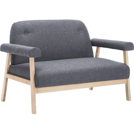 Canapé  Sofa à 2 places Tissu Gris foncé (1/5)