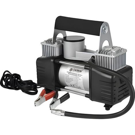 Compresseur d'air - AVIZAR - 12V Double Cylindre - 12V - Structure métal - Pour pneus et outils