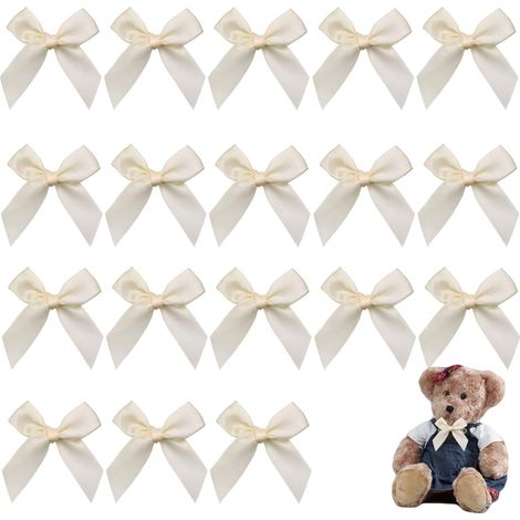 Nœud sapin Noël blanc ruban décoration intérieure extérieure, 60 pièces emballage cadeaux fêtes ornements sapin Noël