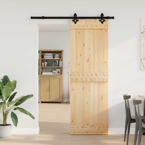 vidaXL Porta scorrevole NARVIK Naturale e Nero 70 x 210 cm (152,5