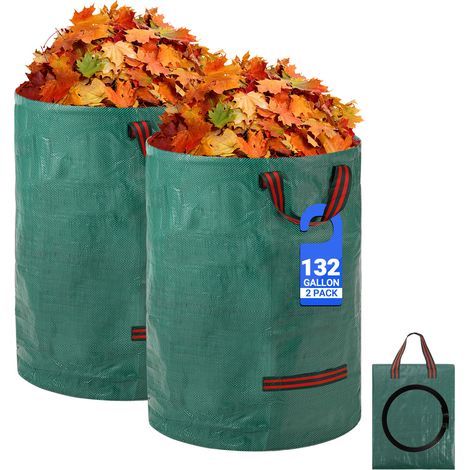 Velway Sac à Déchets Jardin 300L x 2Pack Réutilisable - Tissu Industriel Résistant avec Poignées Renforcées (1/5)