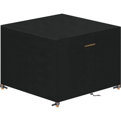 Housse Protection Table de Salon de Jardin Bâche Table Jardin Imperméable et au Vent Anti-UV 420D Tissu Oxford avec Grilles D’aération et Boucle Verrouillage Noir Carré 90x90x90cm