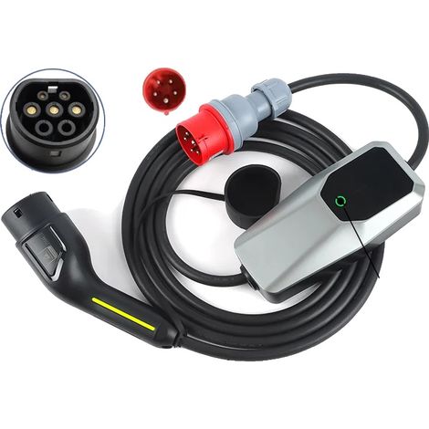 Cargador para vehículos eléctricos, potencia de 11 kW, compatible con tipo 1 y tipo 2, 11 kW 16 A trifásico 15 metros, tipo 2-a (1/2)