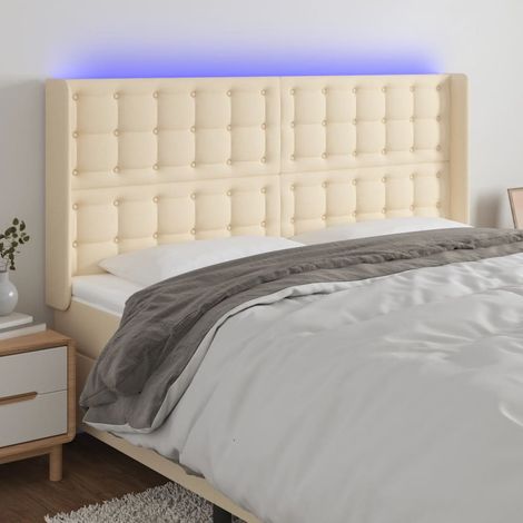 LED Kopfteil Creme 183x16x118/128 cm Stoff (1/5)