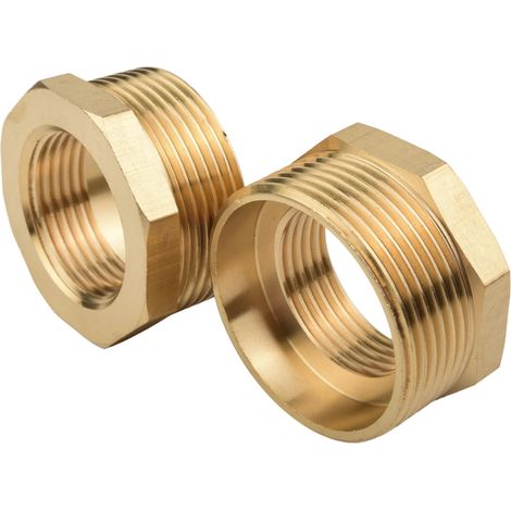 2 pièces Adaptateur fileté en laiton massif G1 vers G 1 1/2, filetage G cylindrique – version renforcée pour les grandes conduites d'eau. (1/5)