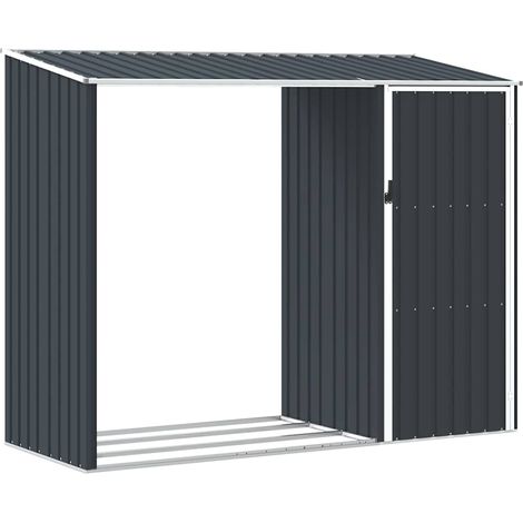Maison Exclusive - Cobertizo jardín leña antracita acero galvaniz