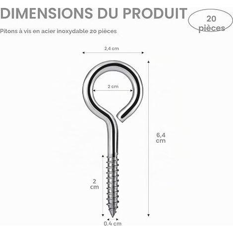Eye Screws M5 x 65 Stainless Steel 304 Screw Hooks Screw Hook Screw Hook Piton Screw Hooks Metal Self Tapping for Wooden Frames (1/4)