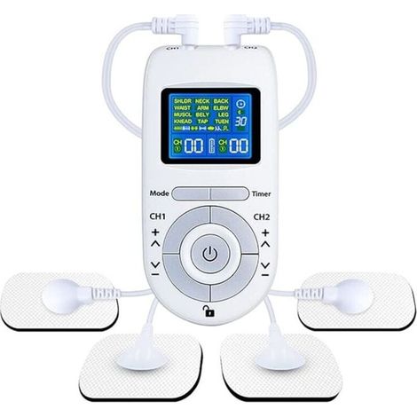 Stimulateur musculaire TENS double canal - 20 modes - Electrodes 2" et 2"x4" - Soulagement professionnel (1/4)