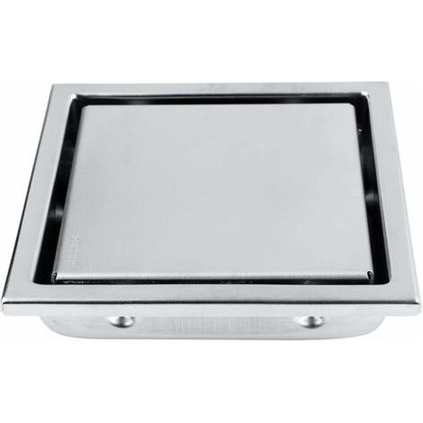 Siphon de sol carré 110 x 110 mm – Acier inoxydable – Couvercle amovible pour nettoyage facile – Drainage rapide pour salle de bain et cuisine