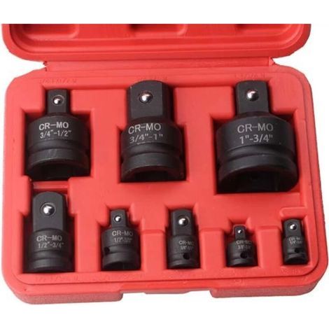 Coffret de réduction pour boîte à outils : adaptateur de douilles à chocs de 1/2 à 3/8, 3/8 à 1/4 et 3/4 à 1/2 pour voiture et vélo (ensemble B) (1/4)